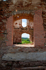 Obraz premium ruins of an ancient red brick castle