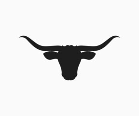 Longhorn silhouette bull head icon.