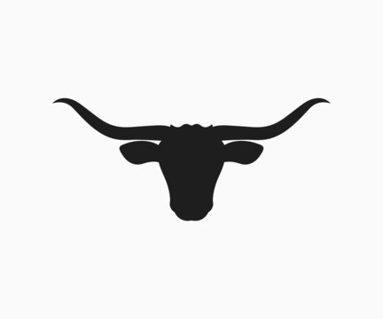Longhorn Silhouette Bull Head Logo Icon Vector.