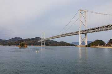 View of Innoshima Bridge from the SHIMANAMI KAIDO cycle route, Hiroshima, Japan