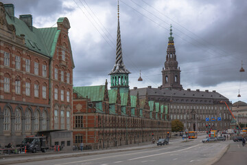Holmens channel and Stock Exchange - Borsen (Borsbygningen) in Copenhagen