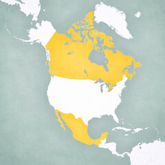 Map of North America - Canada and Mexico