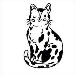 cute cat, cat in line drawing style, cat winks, cat smiles, spotted cat, cat with stripes
