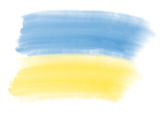 drawing of Ukrainian flag on white