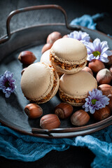 Tasty and sweet nuts macaroons as small crunchy snack.