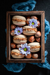 Tasty and sweet nuts macaroons as a crunchy dessert.