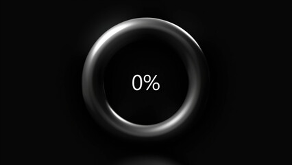 An abstraction with the measurement of percentages. Motion. A ring with blue and green color that moves as the percentage measurements change and increase until the end of the percentage line to 100