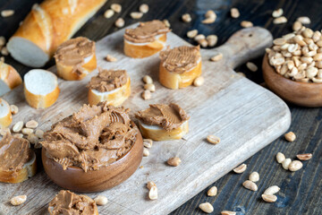 Fototapeta na wymiar nut food on a cutting wooden board in the kitchen