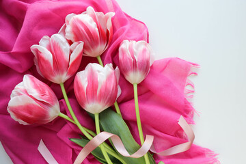 spring bouquet. bouquet of tulips on a white background