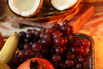 bunch of grapes. with blur background