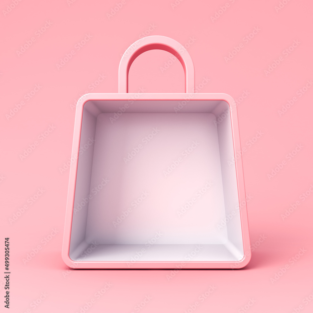 Aufkleber sweet exhibition booth blank shopping bag display showcase stand isolated on pink pastel color backg