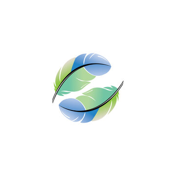 feather icon logo illustration coloring gradation design vector