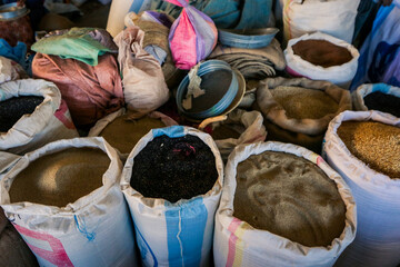 Big Bags of Seeds and Grain on the Local Market in Asmara, Eritrea