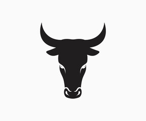 Bull head silhouette vector icon. Angry bull head icon. Bull Head symbol.