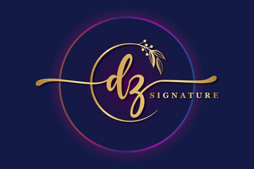 luxury signature logo design initial dz. Handwriting vector logo design illustration image