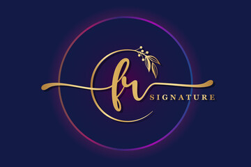luxury signature logo design initial lr. Handwriting vector logo design illustration image