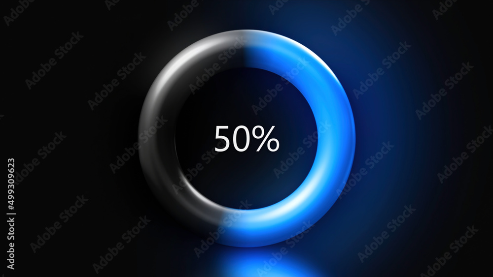 Poster an abstraction with the measurement of percentages. motion. a ring with blue and green color that mo