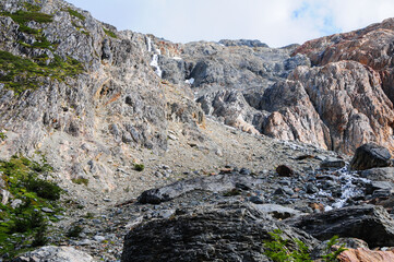Particles of the mountains rocks