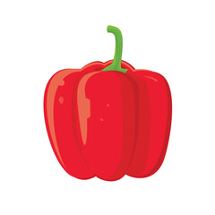 Red bell pepper isolated on white background. Vector illustration of vegetable.