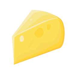 Piece of cheese isolated on white background. Vector illustration of food.