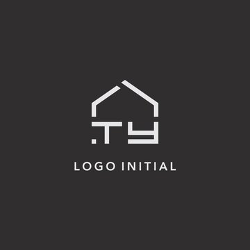 Initials TY roof real estate logo design