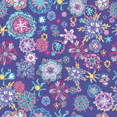 Creative futuristic colorful vector floral seamless background - 499311696