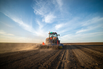 Tractor working in the field