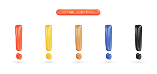 Obraz premium Realistic 3d exclamation mark vector illustration