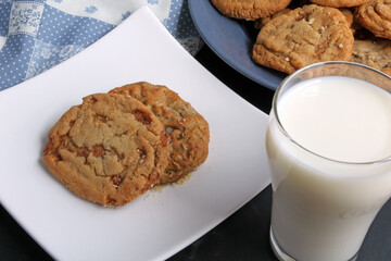 Toffee Cookies and Milk for an after school snack