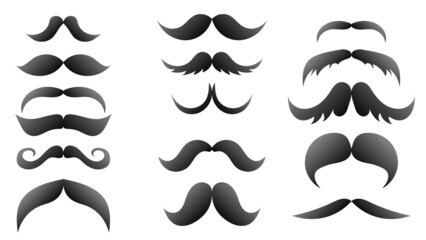 Mustaches in various shapes, men's mustaches, mustachesvector , isolated on white background ,Vector illustration EPS 10