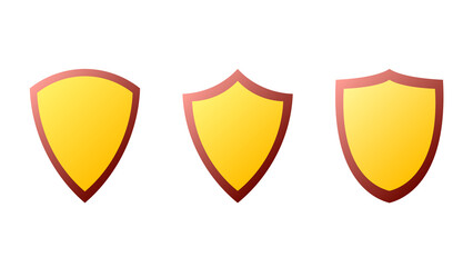 Shield icon in various designs, yellow with red border vector , isolated on white background ,Vector illustration EPS 10