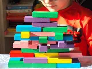 child playing with blocks