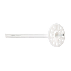 Metal nail, self-tapping screw, screw with a plastic dowel for construction work and repair on a white isolated background.