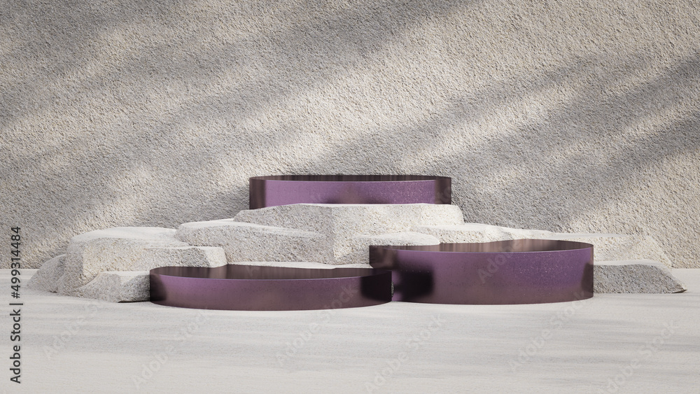Poster 3d rendering illustration of pedestal for product display or background