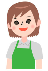 微笑むエプロン姿の若い女性