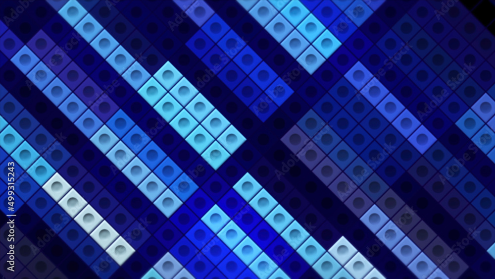 Poster background of squares with dots and flashing stripes. motion. multicolored stripes flashing on dotte