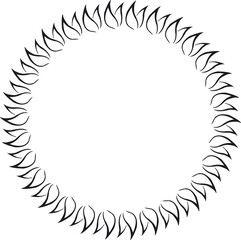 Round frame. Circle Ornamental decorative frame with leaves and floral element
