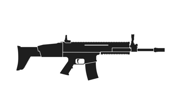assault rifle fn herstal scar-l. weapon and gun icon. isolated vector image for military design