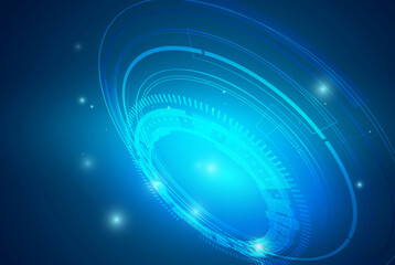 Vector illustration white gear wheel on circuit board, Hi-tech digital technology and engineering, digital telecoms technology concept, Abstract futuristic- technology on blue color background