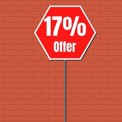 17% offer red traffic sign stop with background orange wall 