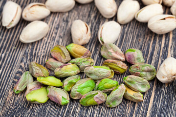 pistachio nuts ready and fried in salt for taste