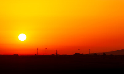 sunset over the city