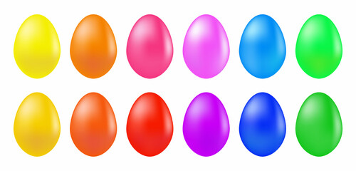 Colorful easter eggs. Isolated on white background.	
