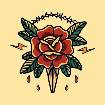 rose vector with tattoo concept