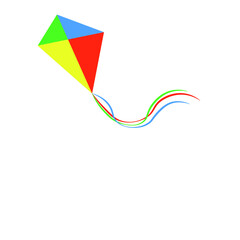 Fototapeta na wymiar Multicolored kite, flat vector isolated on white background