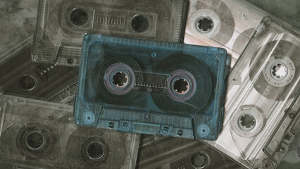 Vintage Audio Cassette Tapes Placed