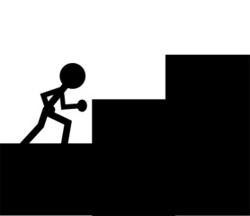 Stickman vector design illustration walking up the stairs