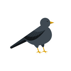 Cute blackbird. Childish vector illustration in flat style