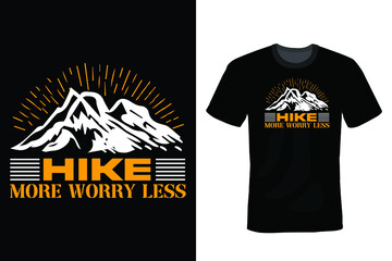 Hike More Worry Less, Hiking T shirt design, vintage, typography