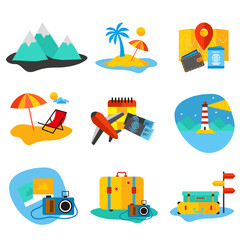 travel and summer icon set pack, High Quality variety symbols Vector illustration